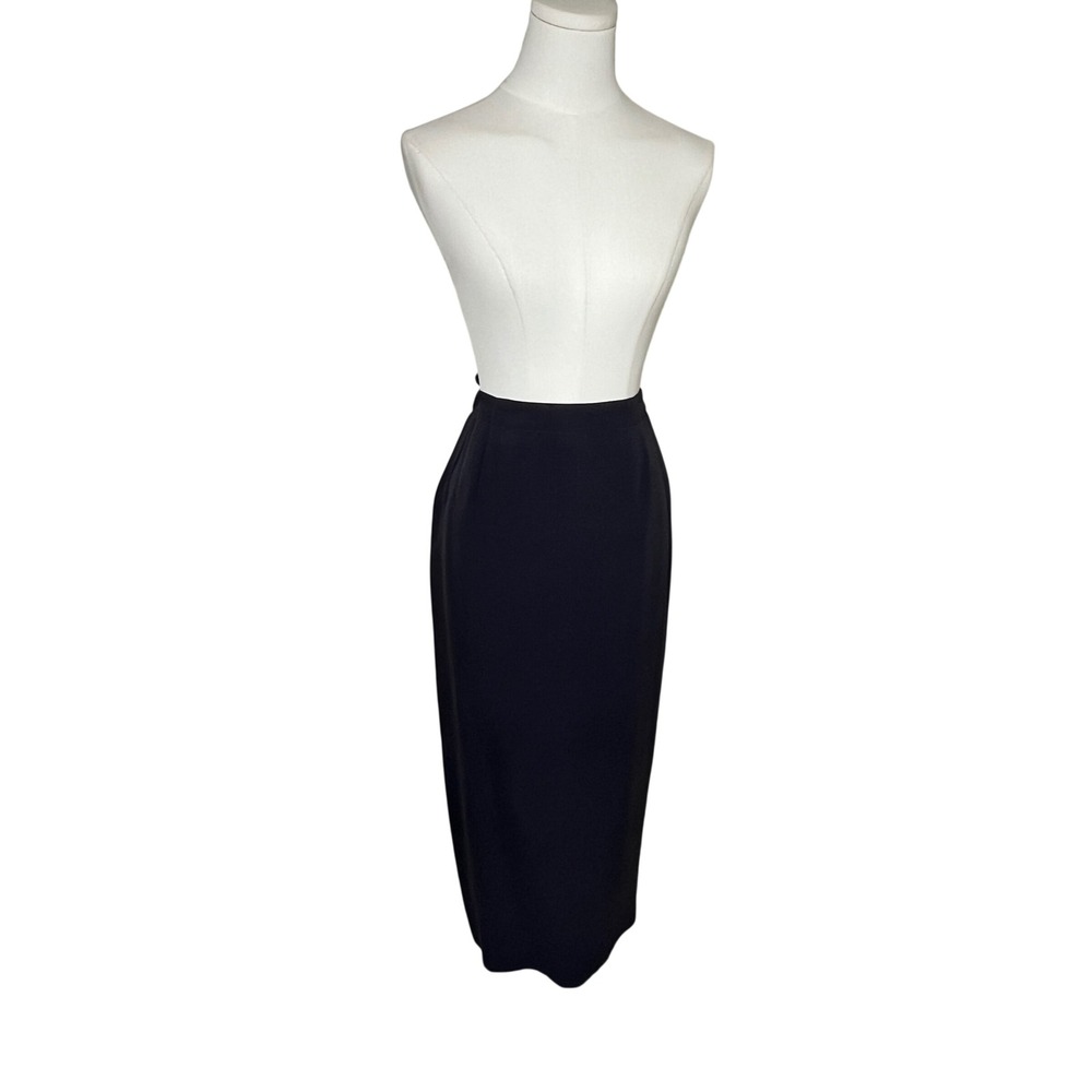 Minimalist Silk Column Maxi Skirt Navy Blue Jones New York Size 6